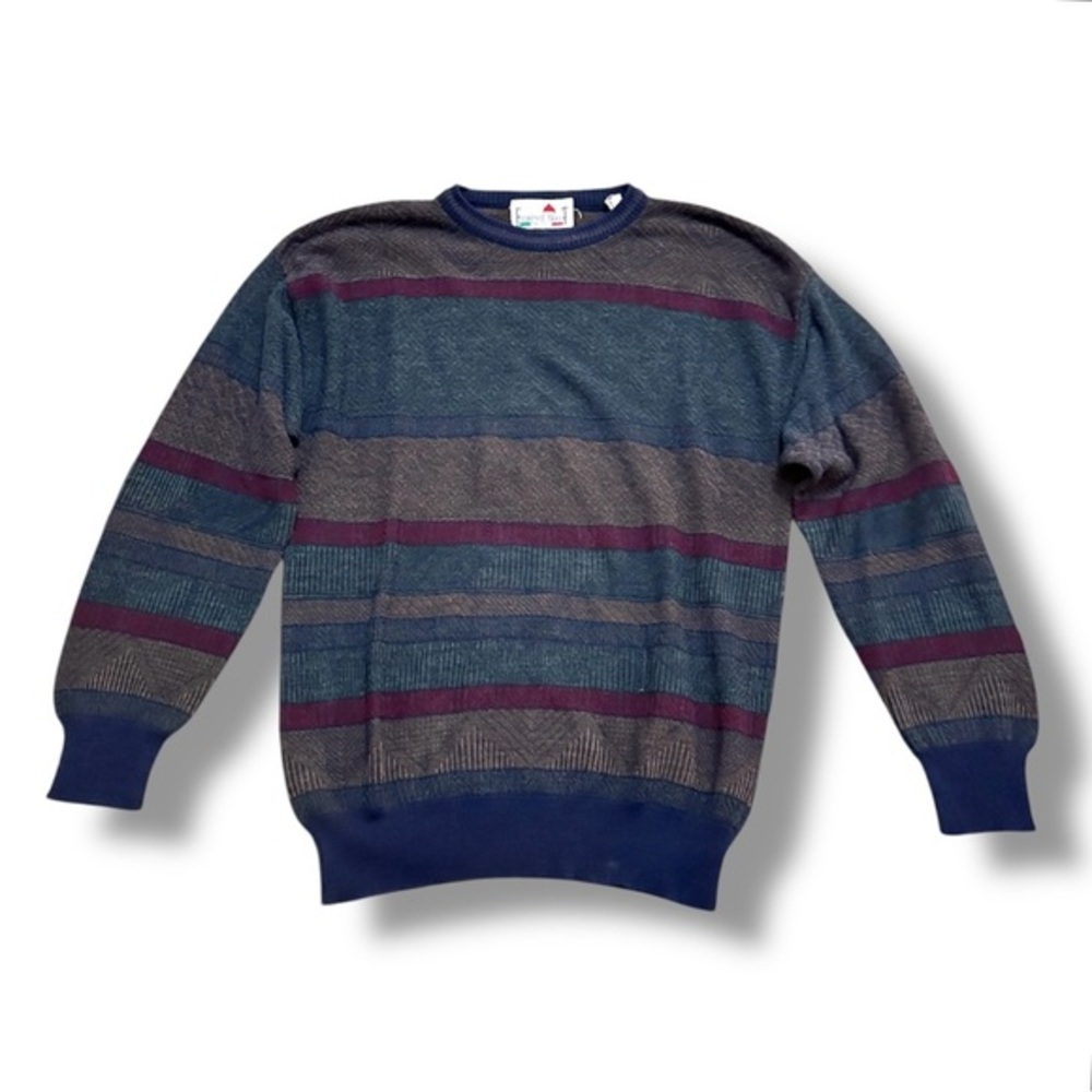 VTG Florence Tricot Striped Cosby Sweater Wool Blend Pullover Mens Sz Large Tall